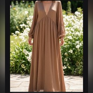 Sundress Elegant Brown Maxi Dress